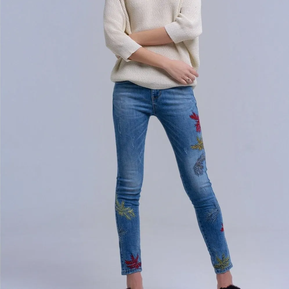 Skinny Embroidered Jeans
