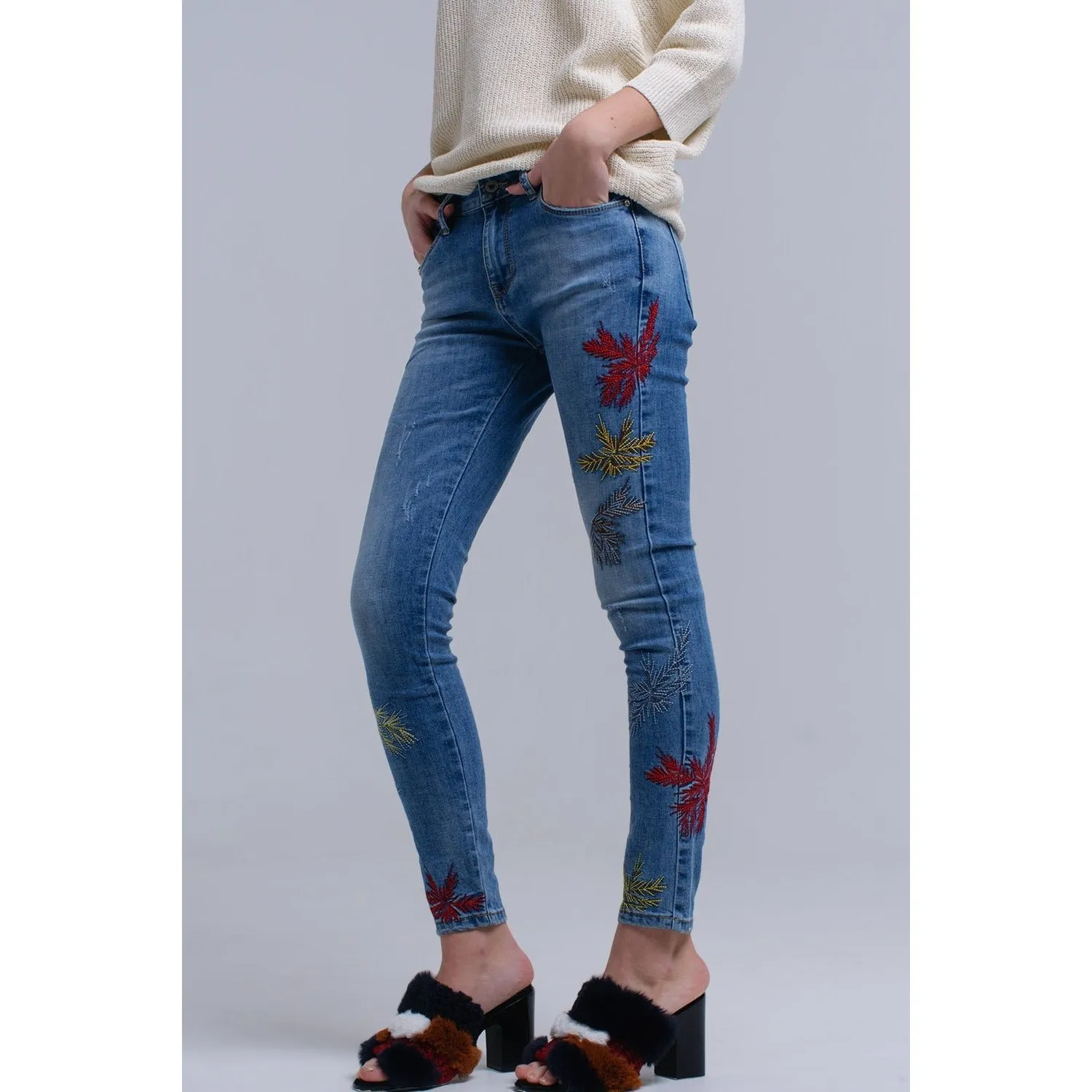 Skinny Embroidered Jeans