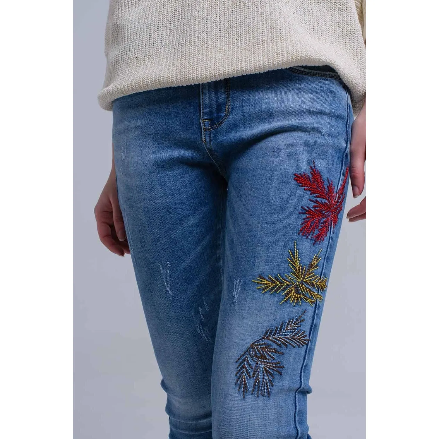 Skinny Embroidered Jeans