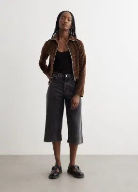 Slim Zip Long-Sleeve Scoobie Stripe Velour Jacket