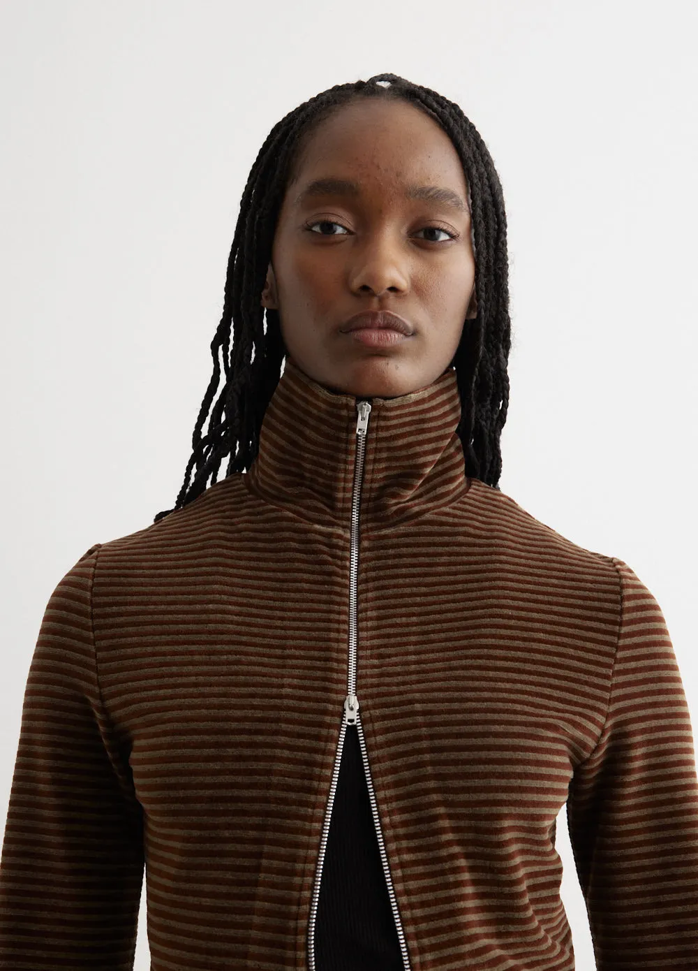 Slim Zip Long-Sleeve Scoobie Stripe Velour Jacket