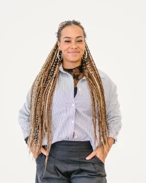 Smocked Cuffed Striped Dress Shirt