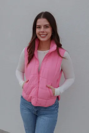 So Much To Say Pink Puffer Vest