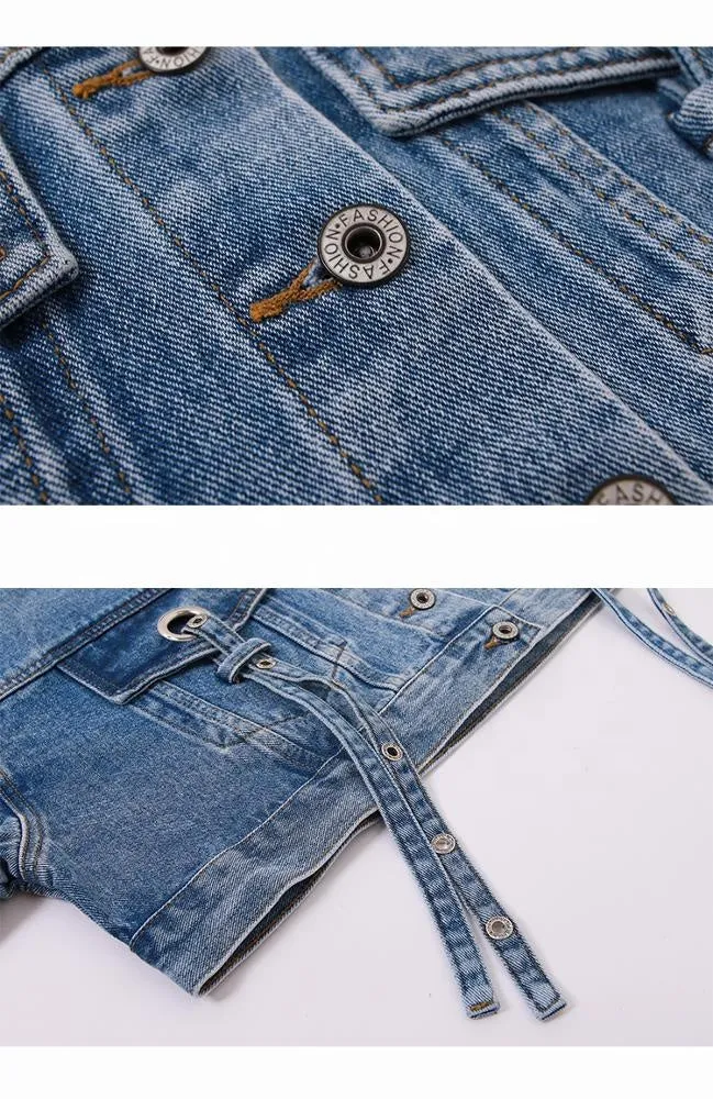 Spring And Summer  Street Fashion Women Loose  Bolero Light Blue Denim Jacket
