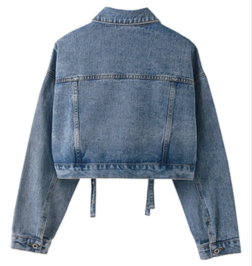 Spring And Summer  Street Fashion Women Loose  Bolero Light Blue Denim Jacket