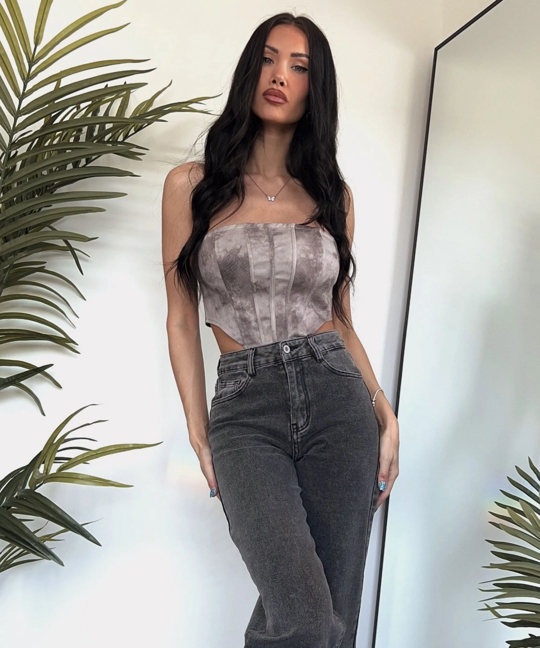 Stretch Wide Leg Jeans Wendy Grau