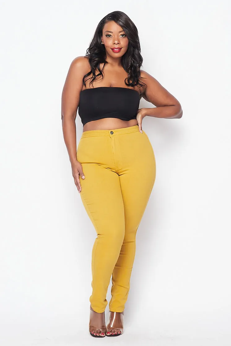 Stretchy Skinny High Waist Jeans (More colors - Red, Black, Mustard, Olive,) Plus Size