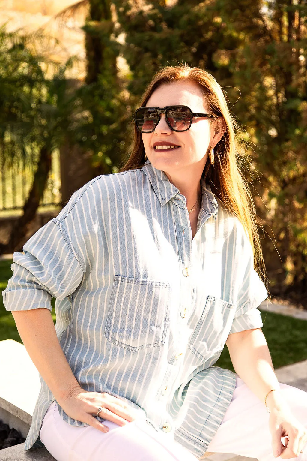STRIPED BUTTON DOWN SHIRT