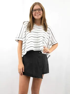 Striped Oversized V-Neck Shirt