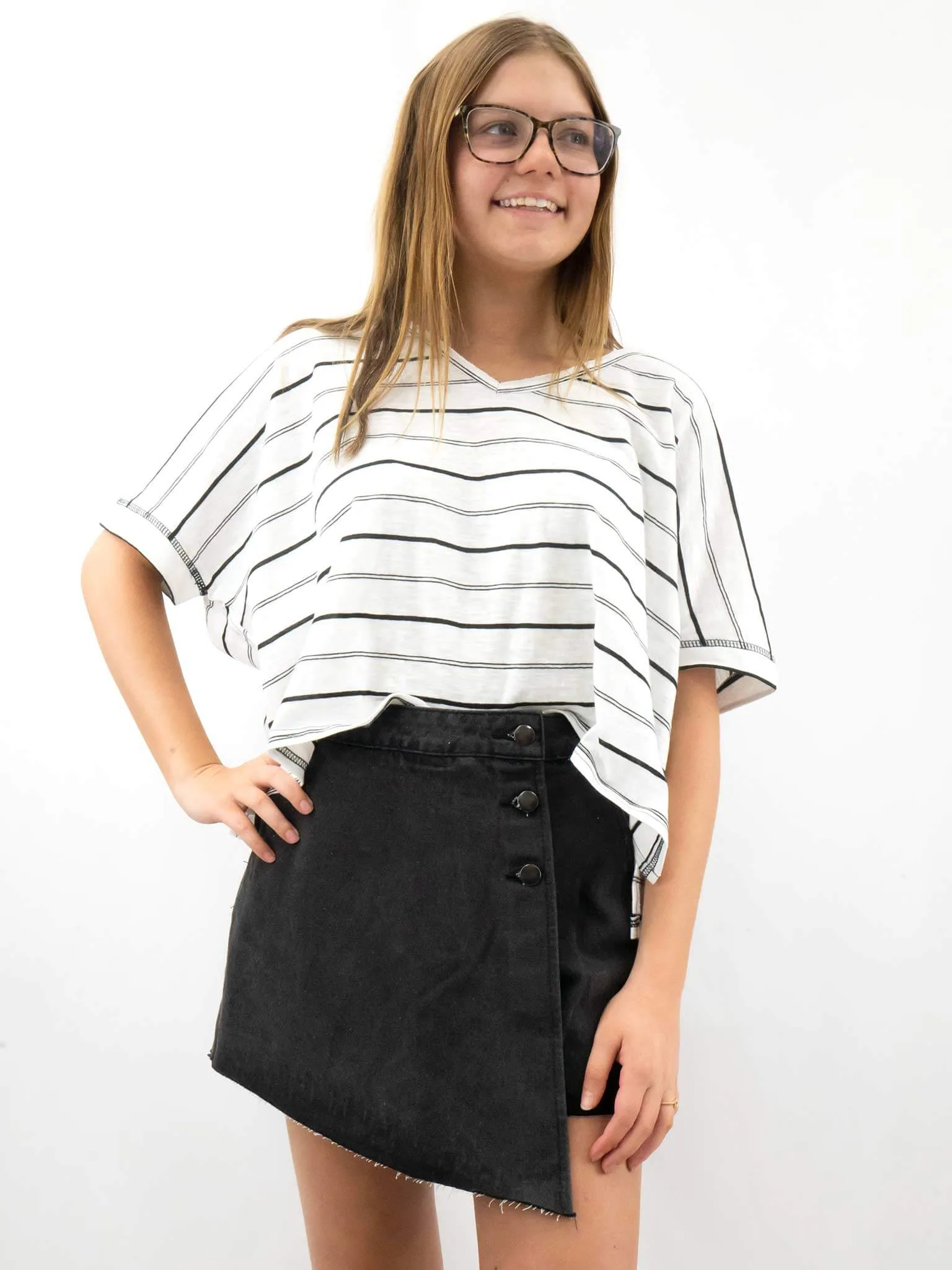 Striped Oversized V-Neck Shirt