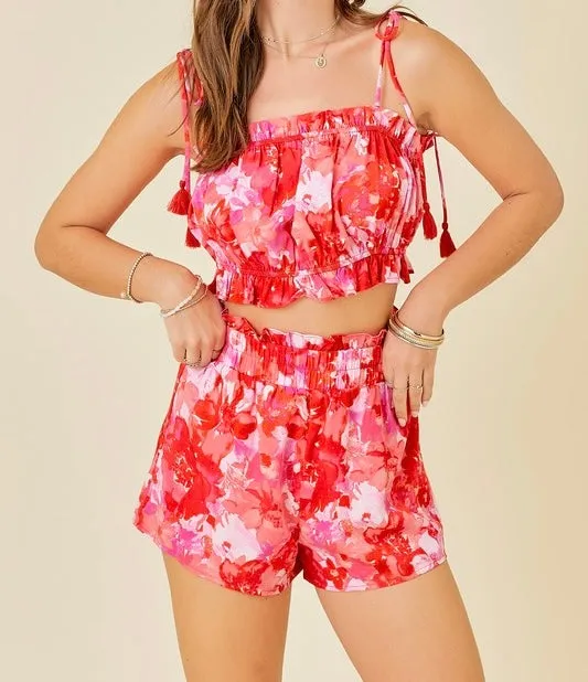 The Chasity Set: Cropped Floral Short Set