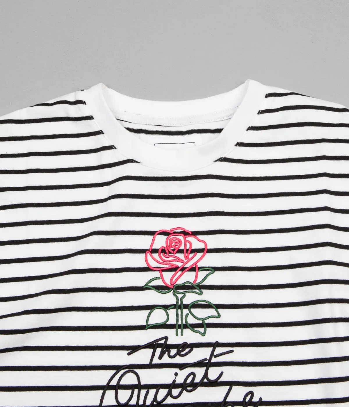 The Quiet Life Striped Rose T-Shirt - White / Black