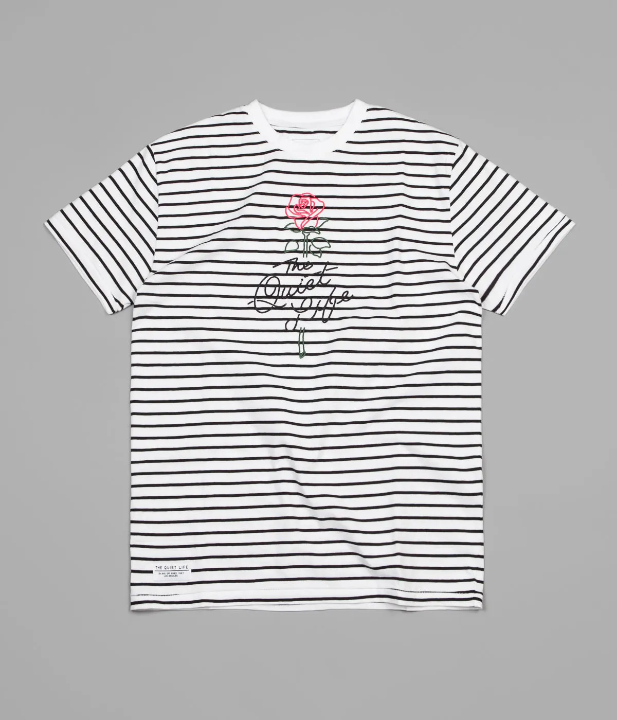The Quiet Life Striped Rose T-Shirt - White / Black