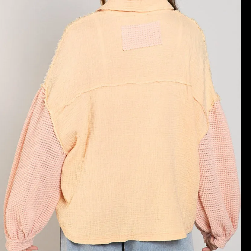 Thermal Gauze Light-Weight Coral Oversized Top