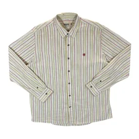 TIMBERLAND Cream Red Yellow Multi Striped Long Sleeve Cotton Shirt