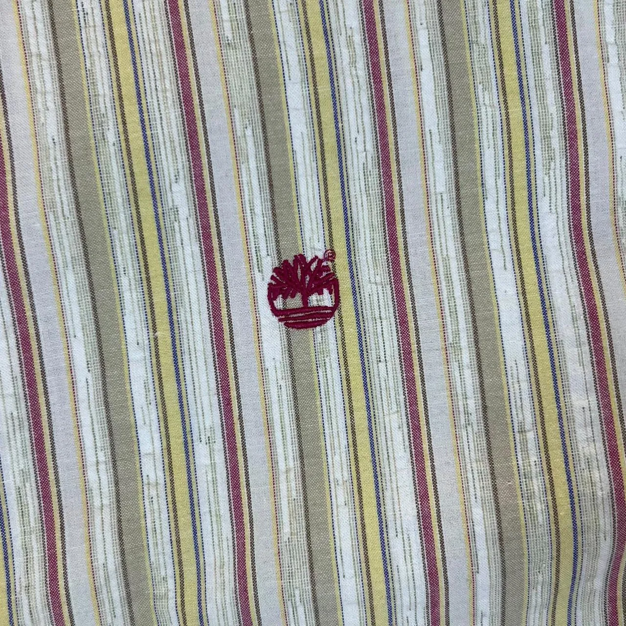 TIMBERLAND Cream Red Yellow Multi Striped Long Sleeve Cotton Shirt