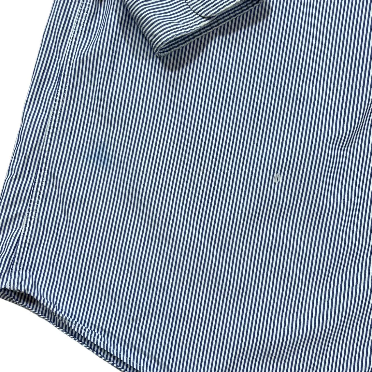 TOMMY HILFIGER Blue White Striped Embroidered Crest Logo Long Sleeve Button-Up Cotton Shirt
