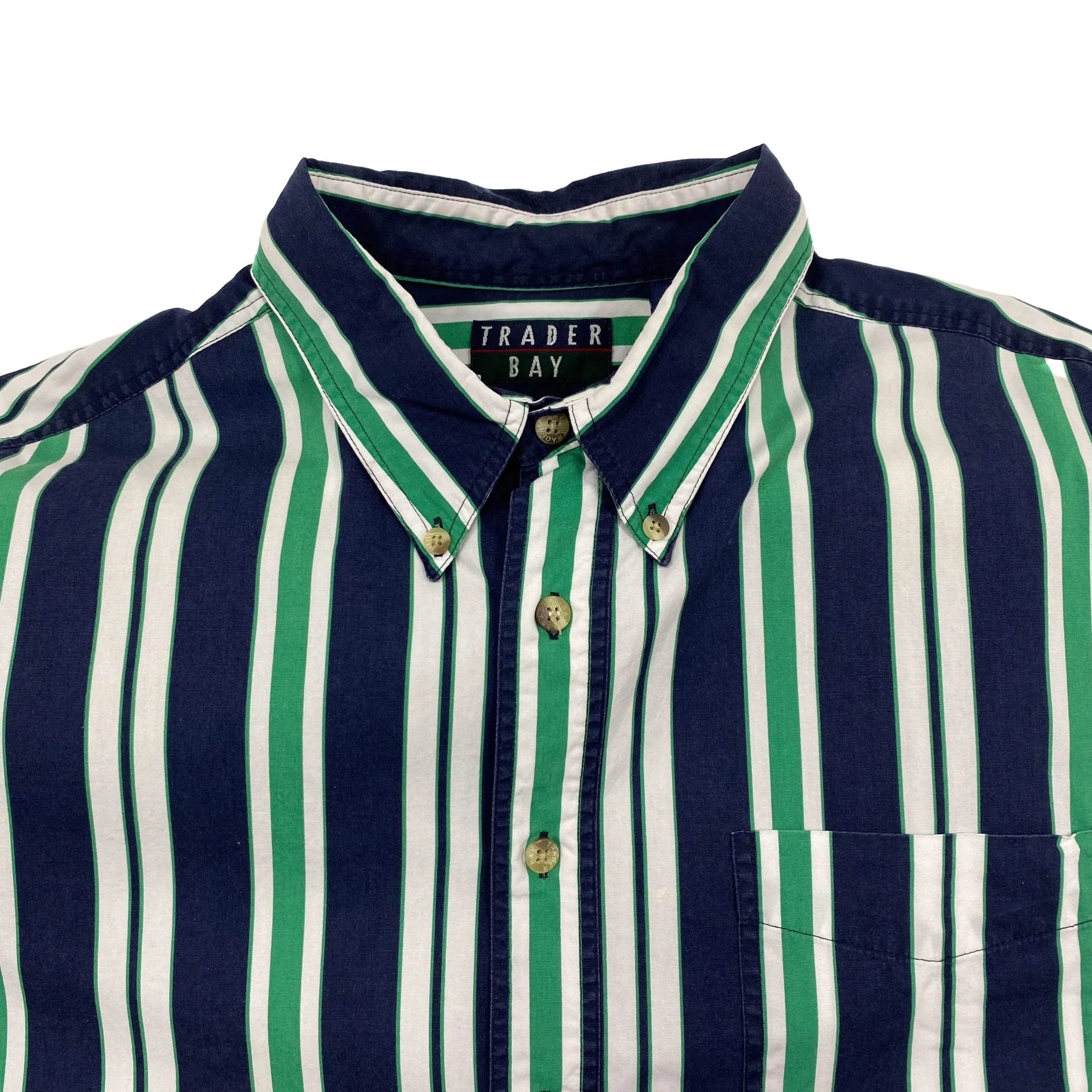 TRADER BAY Bold Multi Striped Short Sleeve Button-Up Shirt