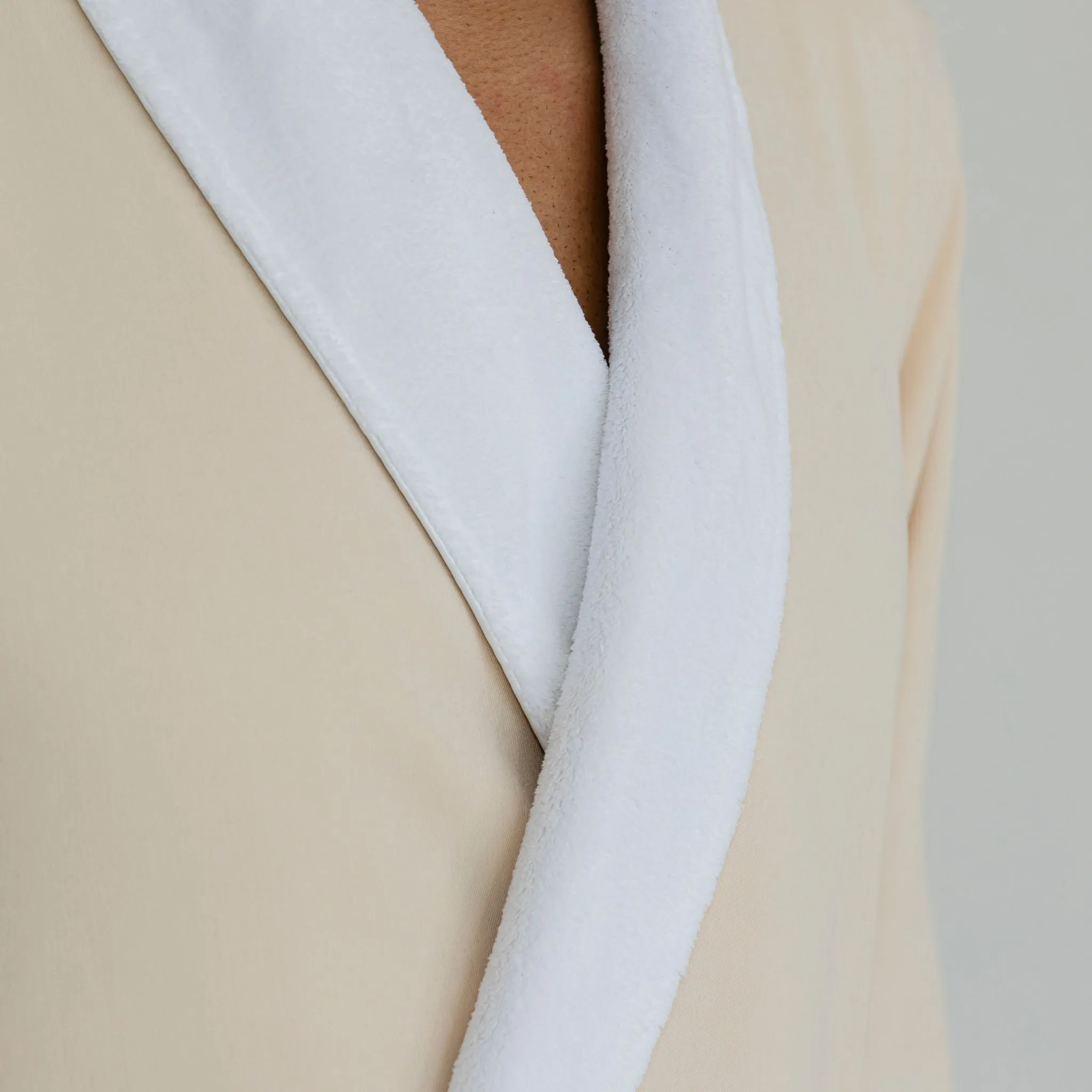 Ultimate Luxury Plush Spa Robe - Stone/White