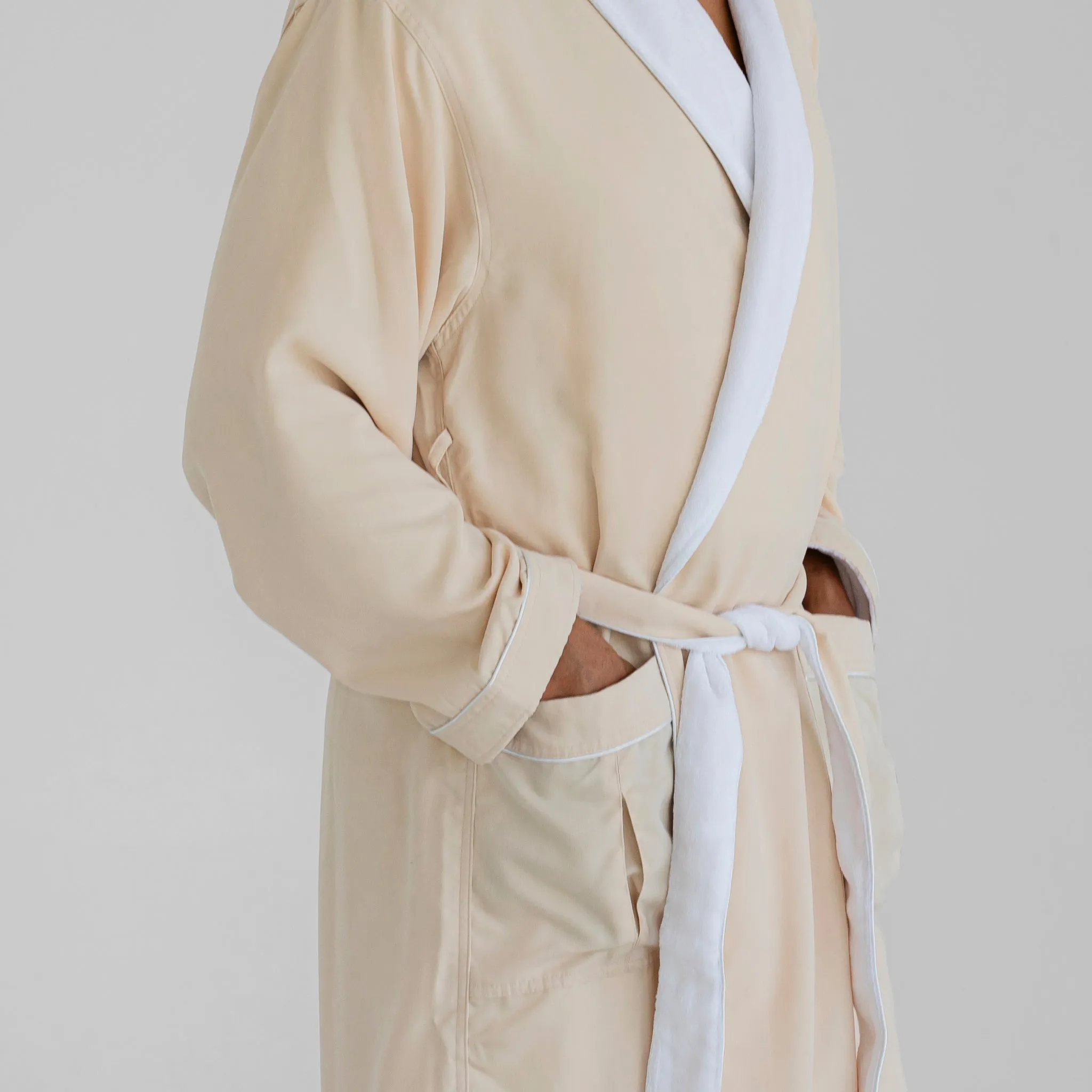 Ultimate Luxury Plush Spa Robe - Stone/White
