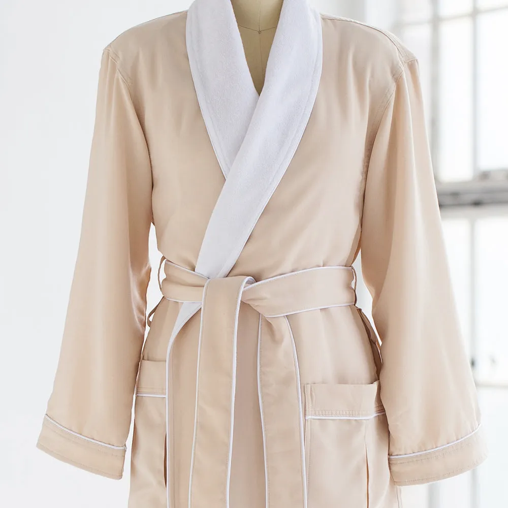 Ultimate Luxury Plush Spa Robe - Stone/White