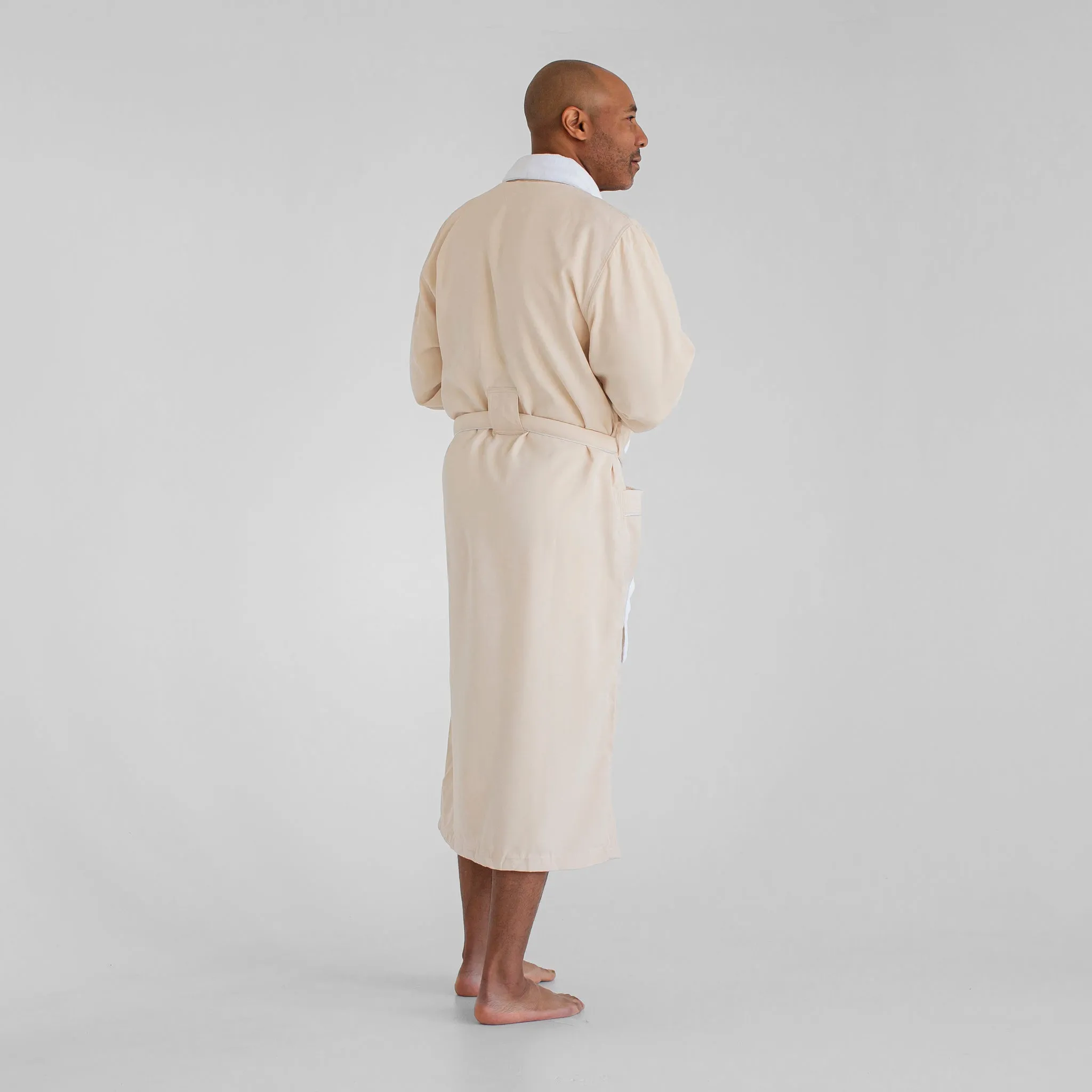 Ultimate Luxury Plush Spa Robe - Stone/White