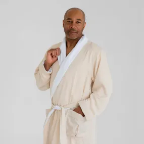 Ultimate Luxury Plush Spa Robe - Stone/White