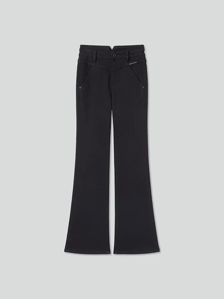 V-Shaped High Waisted Flared Jeans