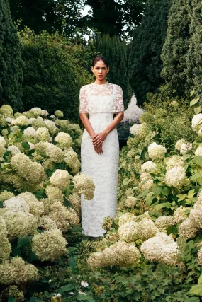Valens Bridal Capelette in Ivory Embroidered Lace