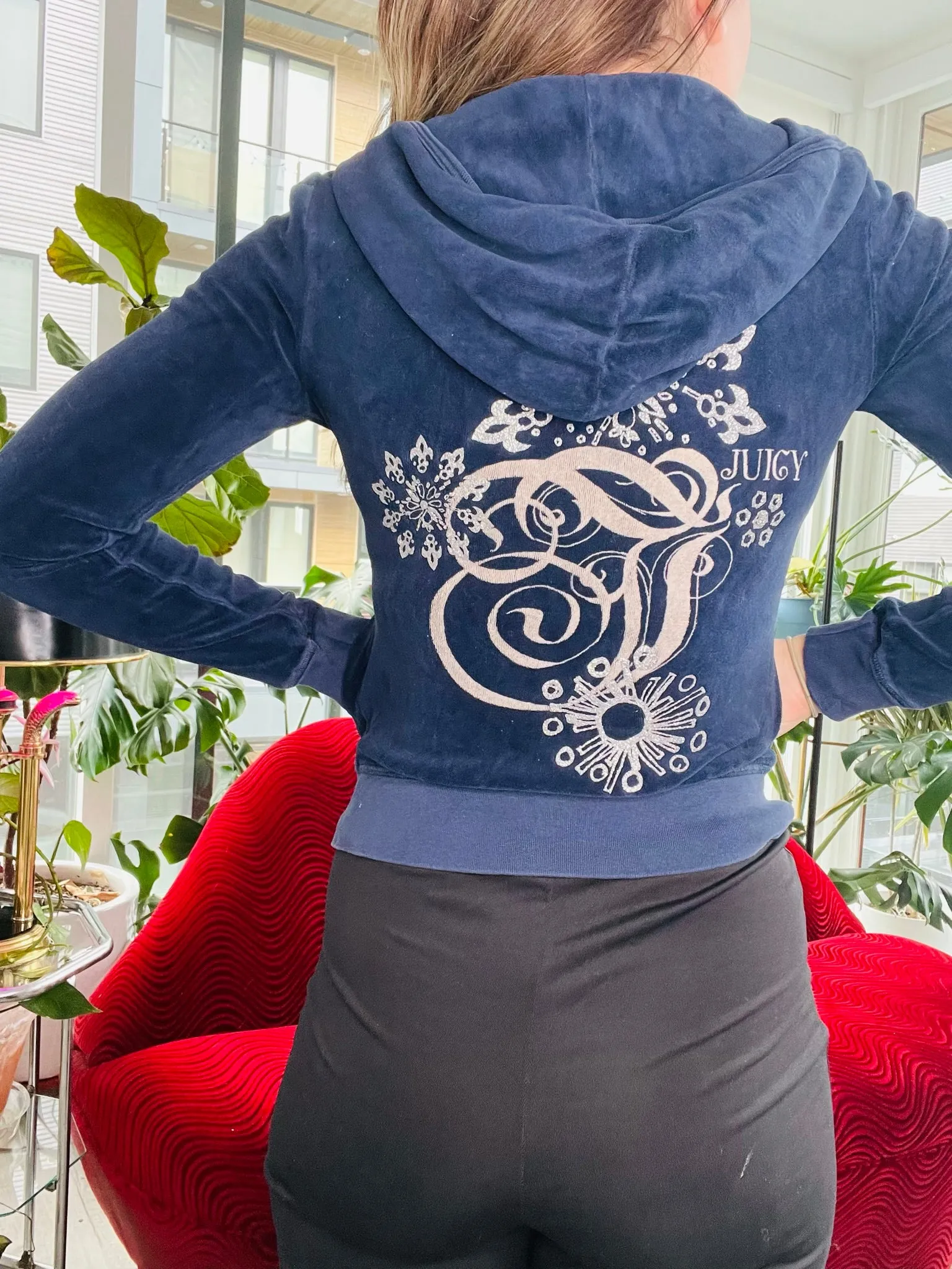 Vintage 2000s Juicy Couture Navy Blue Velour Tracksuit Jacket