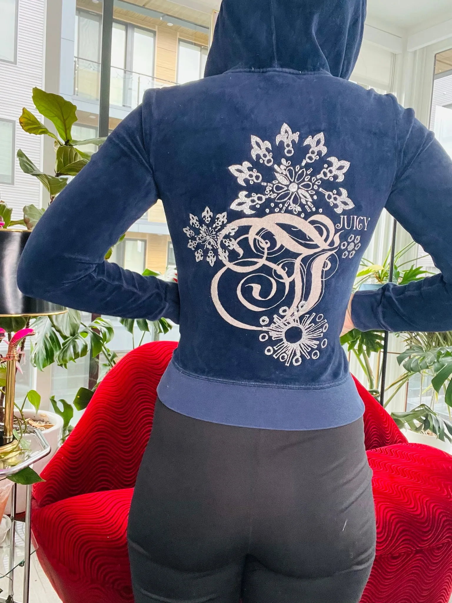 Vintage 2000s Juicy Couture Navy Blue Velour Tracksuit Jacket
