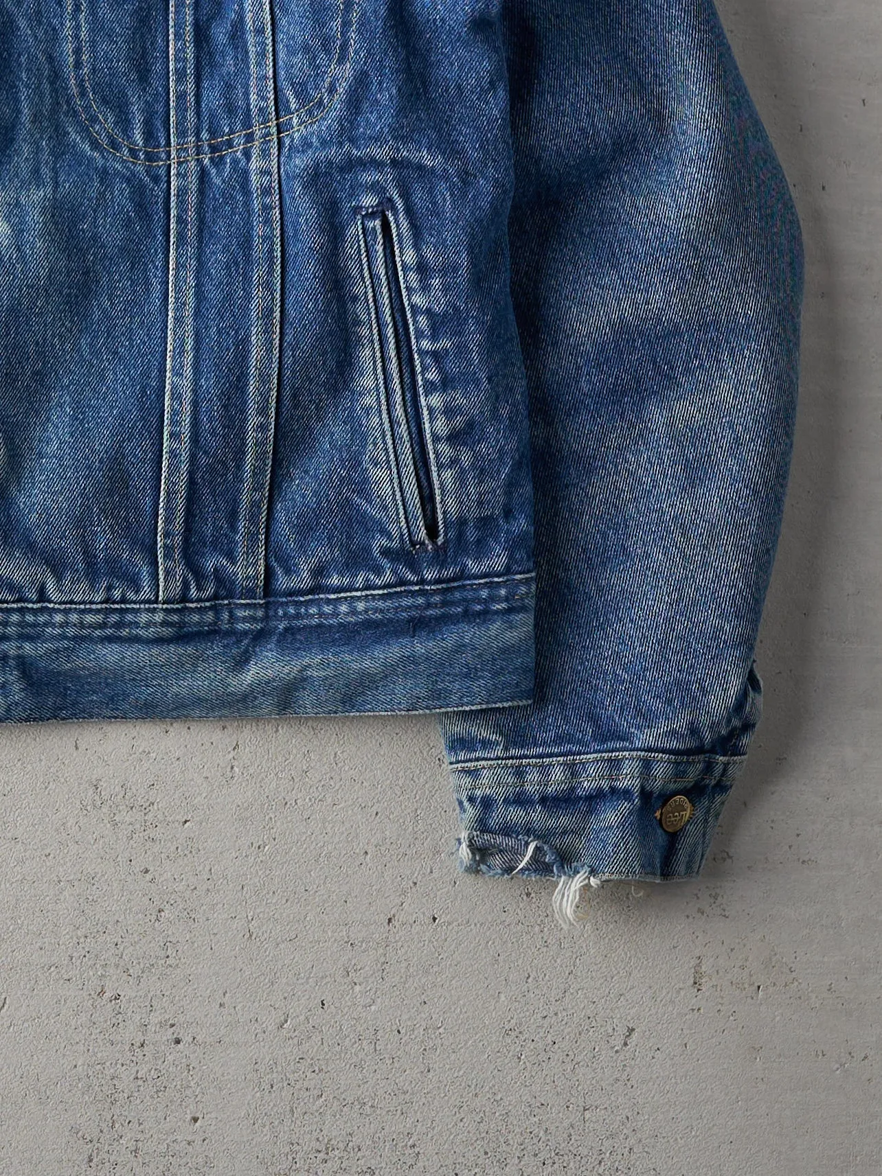 Vintage 70s Mid Wash LEE Storm Rider Blanket Lined Denim Jacket (M)