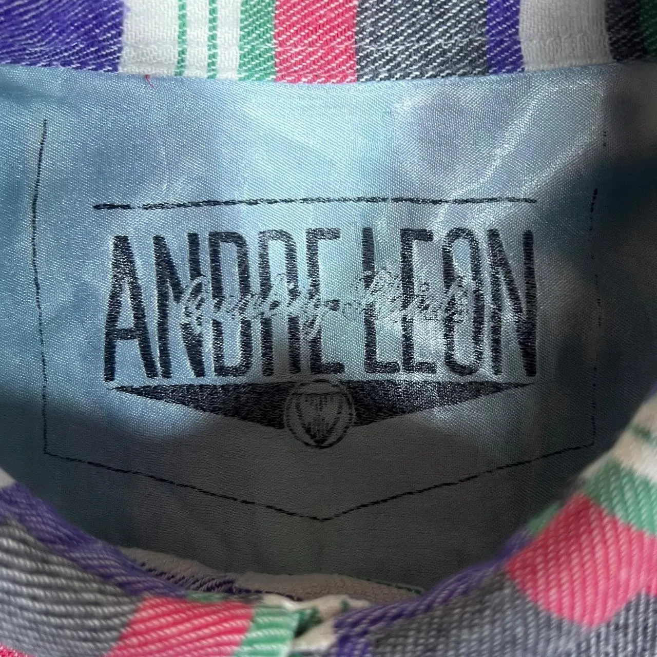 Vintage 90's ANDRE LEON Blanket Striped Long Sleeve Button-Up Flannel Shirt