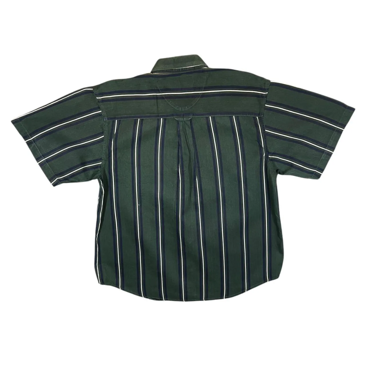 Vintage COLISEUM CLASSIC Multi Striped Green Short Sleeve Cotton Button-Up Shirt