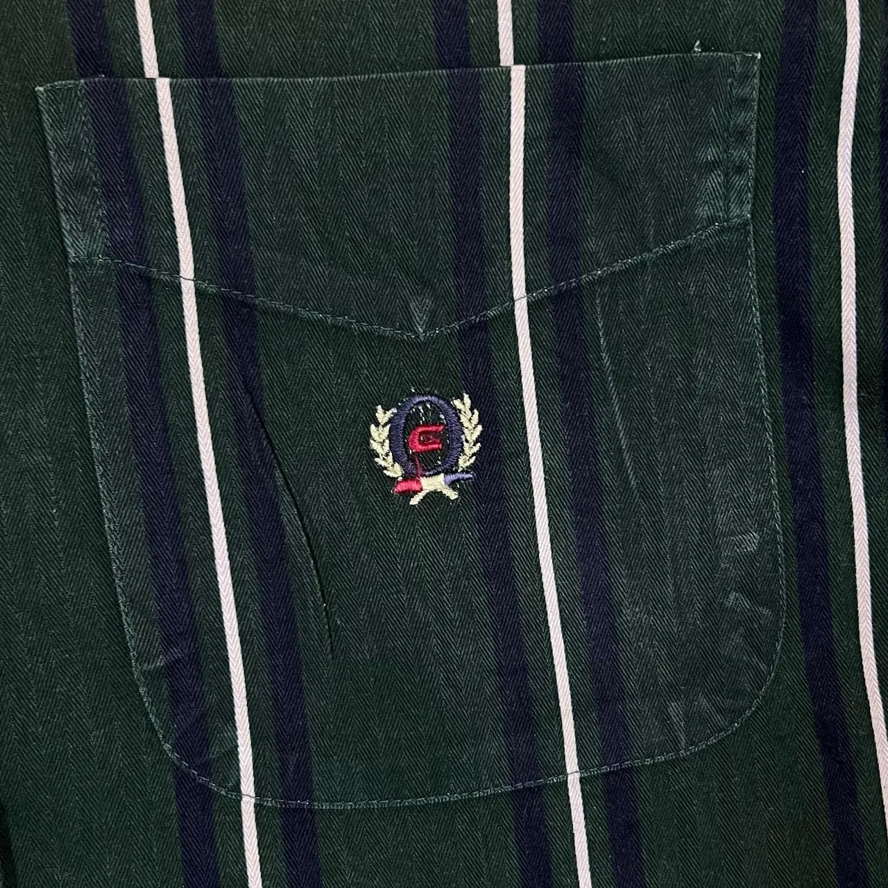 Vintage COLISEUM CLASSIC Multi Striped Green Short Sleeve Cotton Button-Up Shirt
