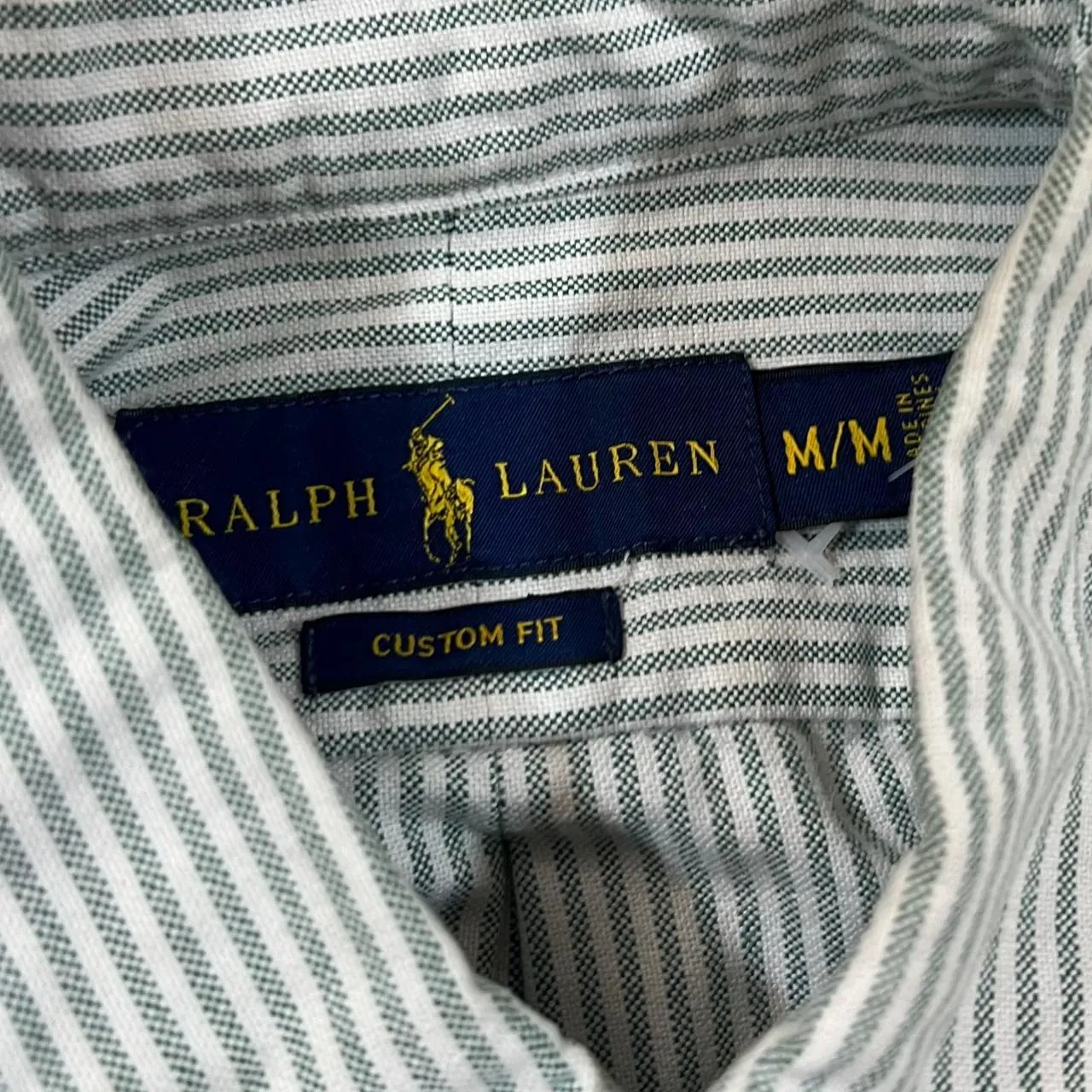Vintage RALPH LAUREN "Custom Fit" Embroidered Mini Logo Striped Long Sleeve Cotton Shirt