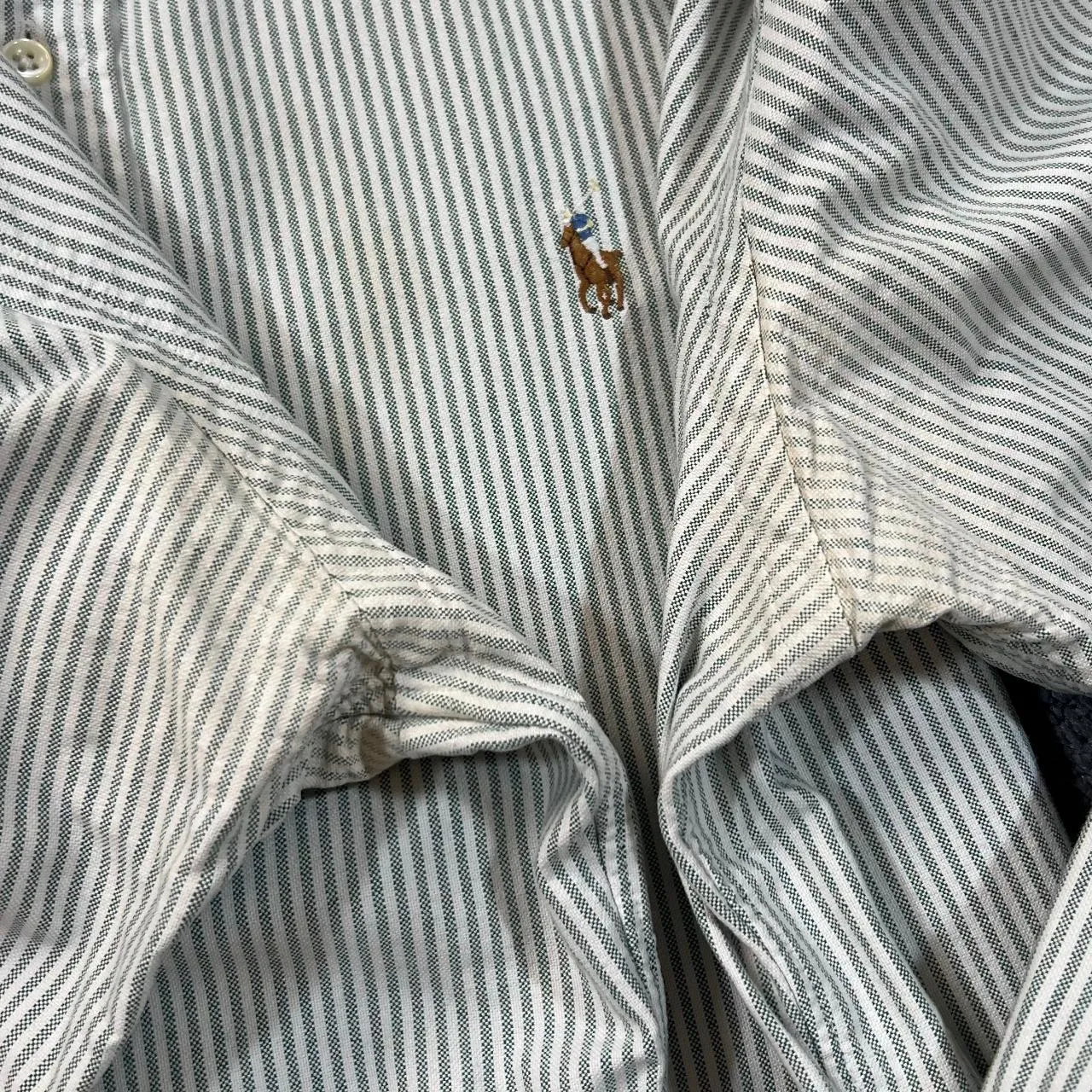 Vintage RALPH LAUREN "Custom Fit" Embroidered Mini Logo Striped Long Sleeve Cotton Shirt