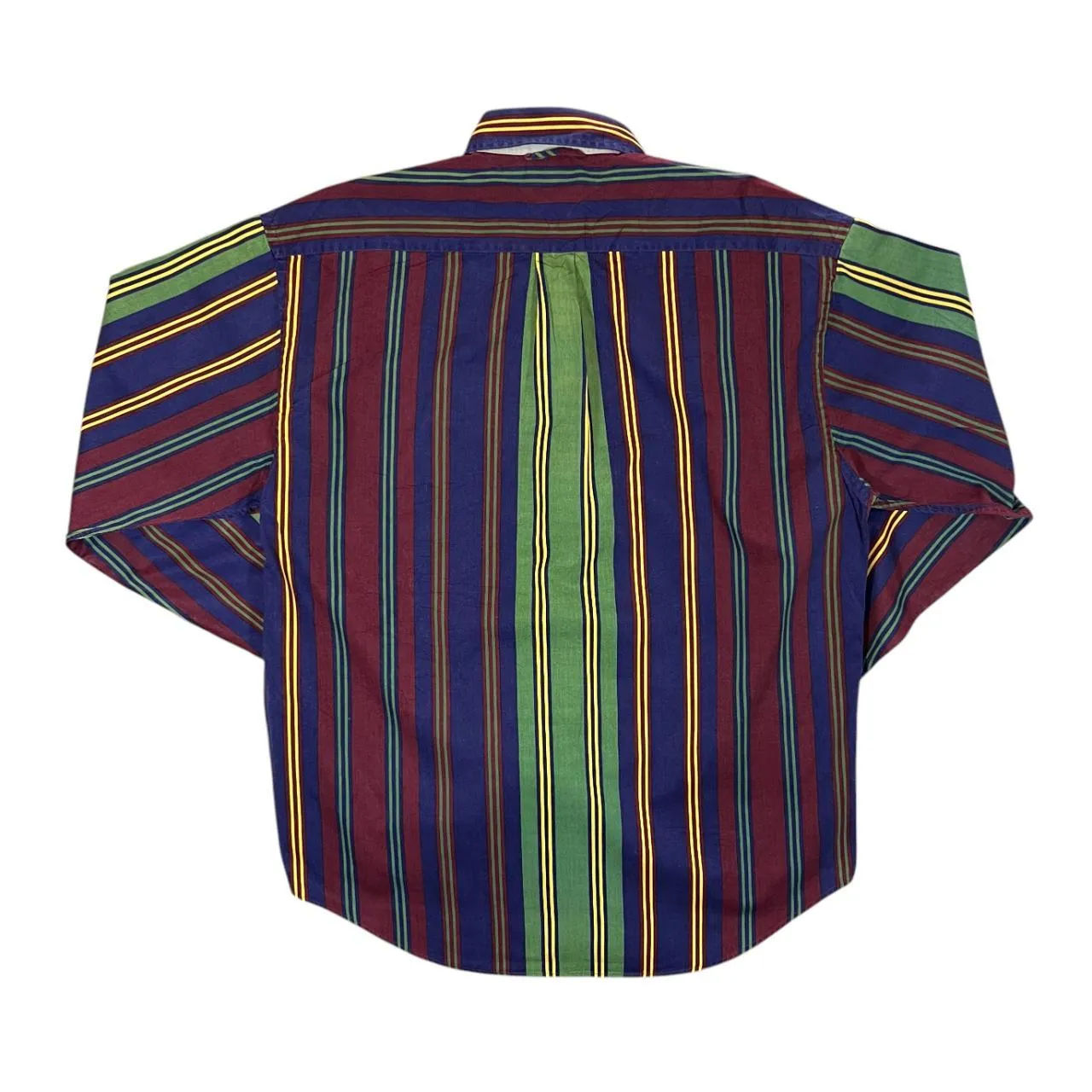 Vintage TOMMY HILFIGER Multi Striped Mini Crest Logo Long Sleeve Button-Up Shirt