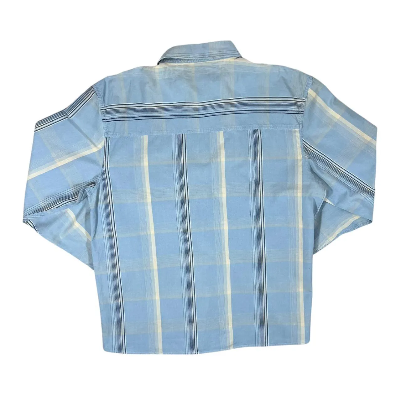 Vintage WRANGLER Classic Blue Cream Striped Long Sleeve Cotton Shirt
