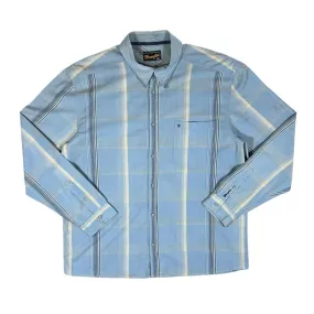 Vintage WRANGLER Classic Blue Cream Striped Long Sleeve Cotton Shirt