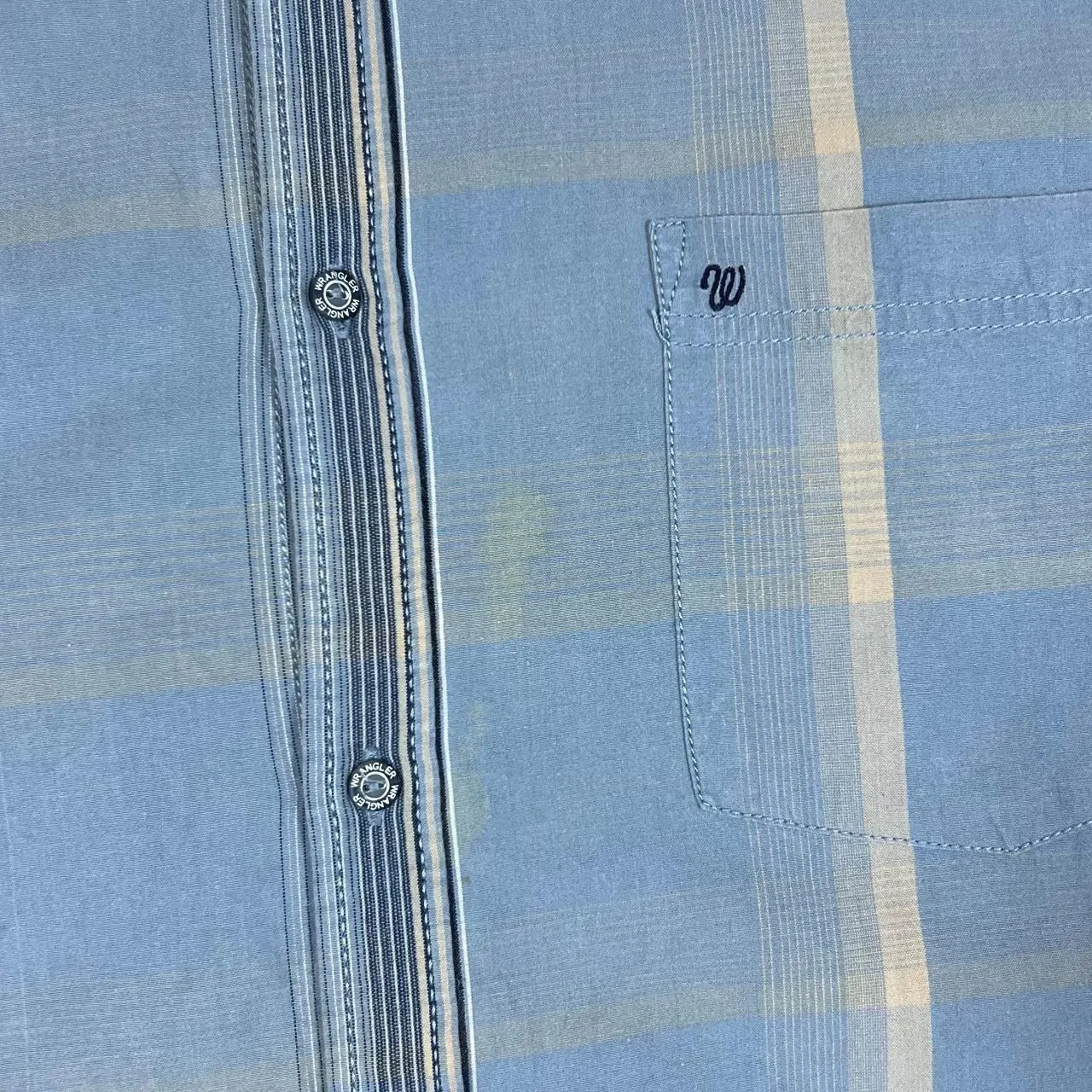 Vintage WRANGLER Classic Blue Cream Striped Long Sleeve Cotton Shirt