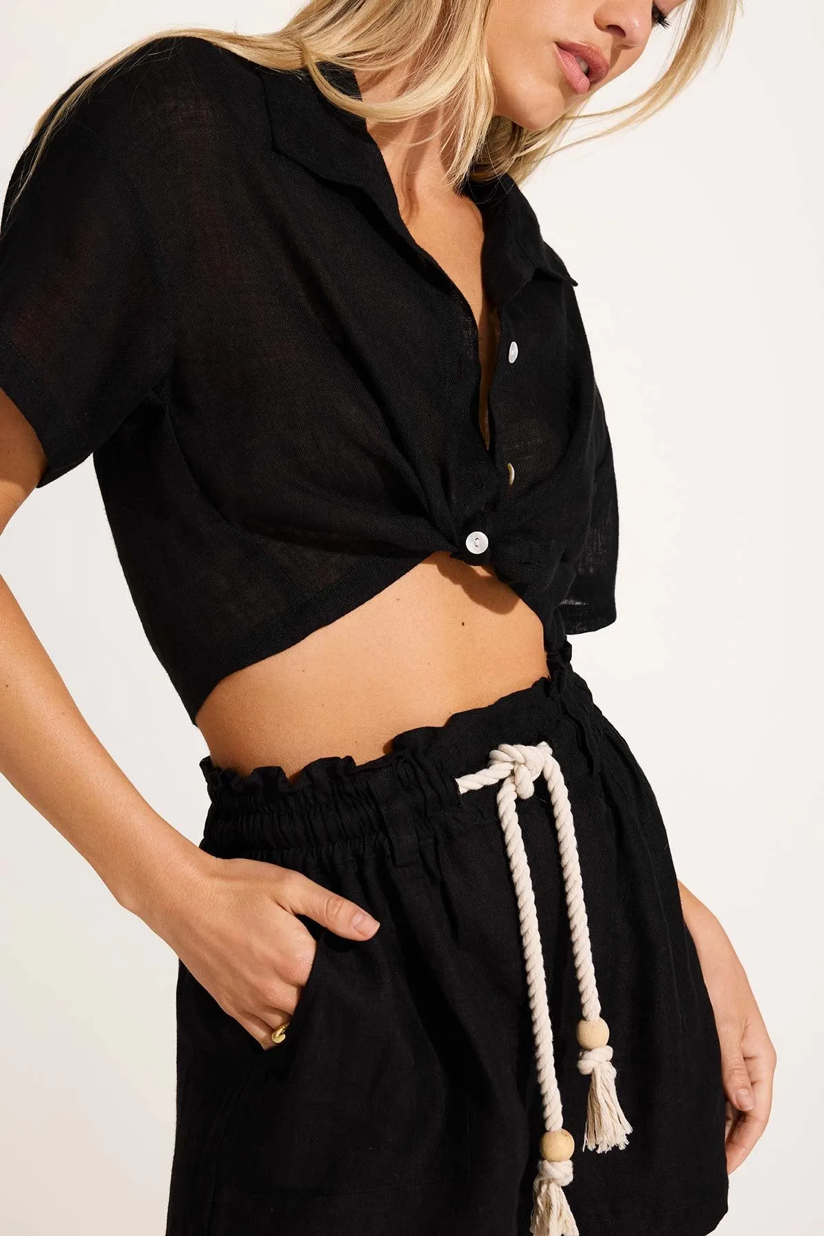 VITAMIN A The Avery Drawstring Linen Short