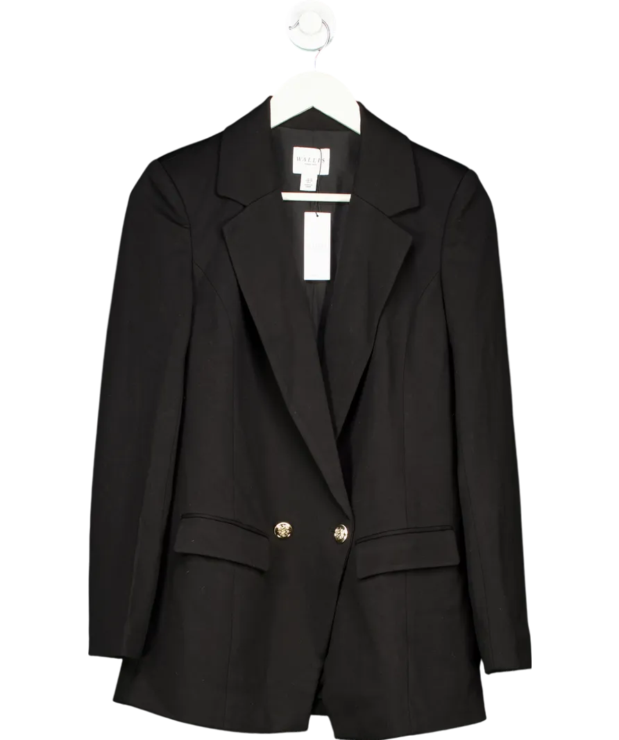Wallis Black Premium Ponte Double Breasted Blazer UK 10