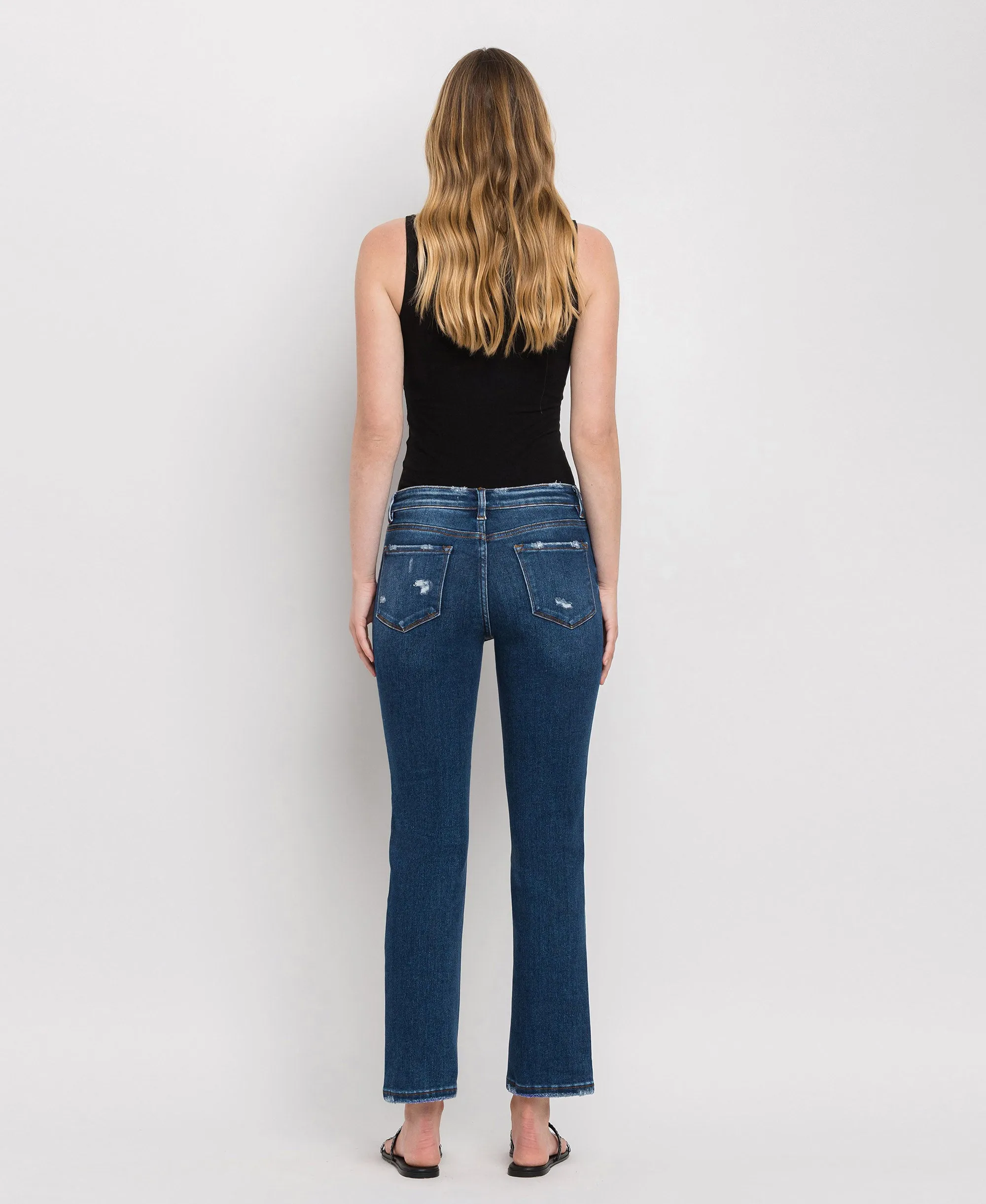 Wax Plant - Mid Rise Ankle Slim Straight Jeans