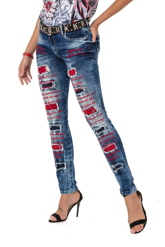 WD478 Embroidered Women's Jeans
