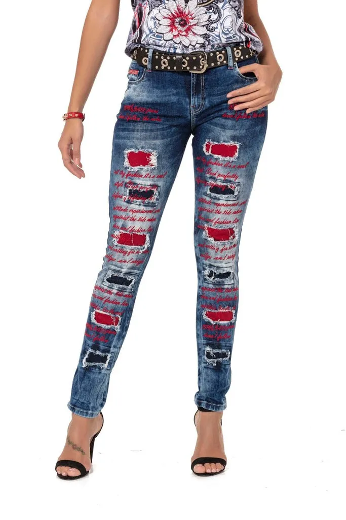 WD478 Embroidered Women's Jeans