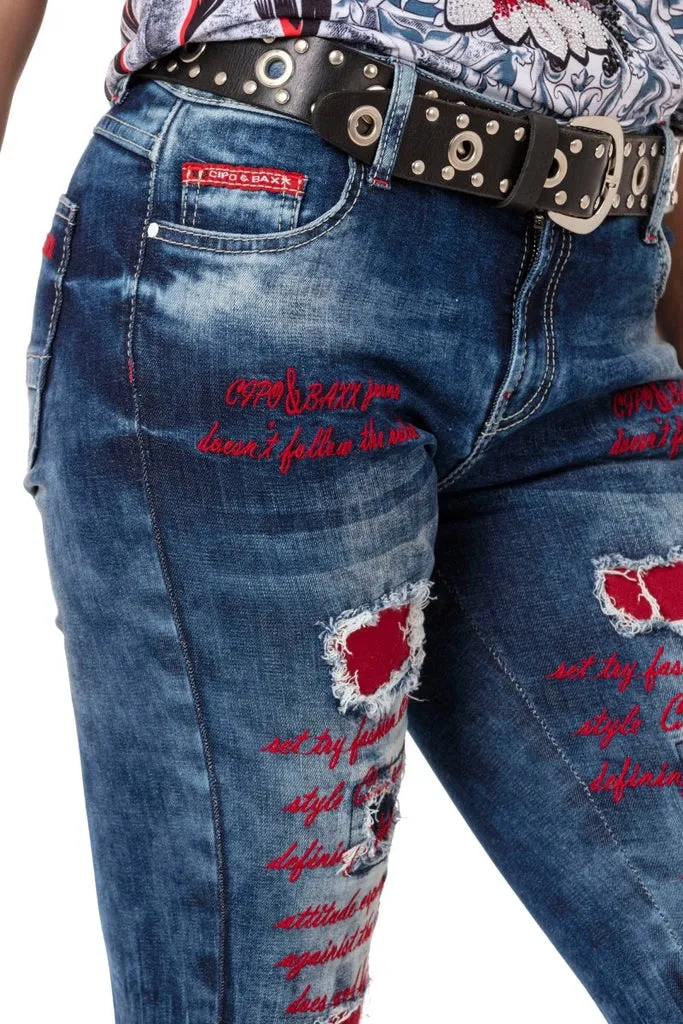 WD478 Embroidered Women's Jeans