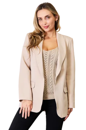 Women Double Take Shawl Collar Long Sleeve Blazer
