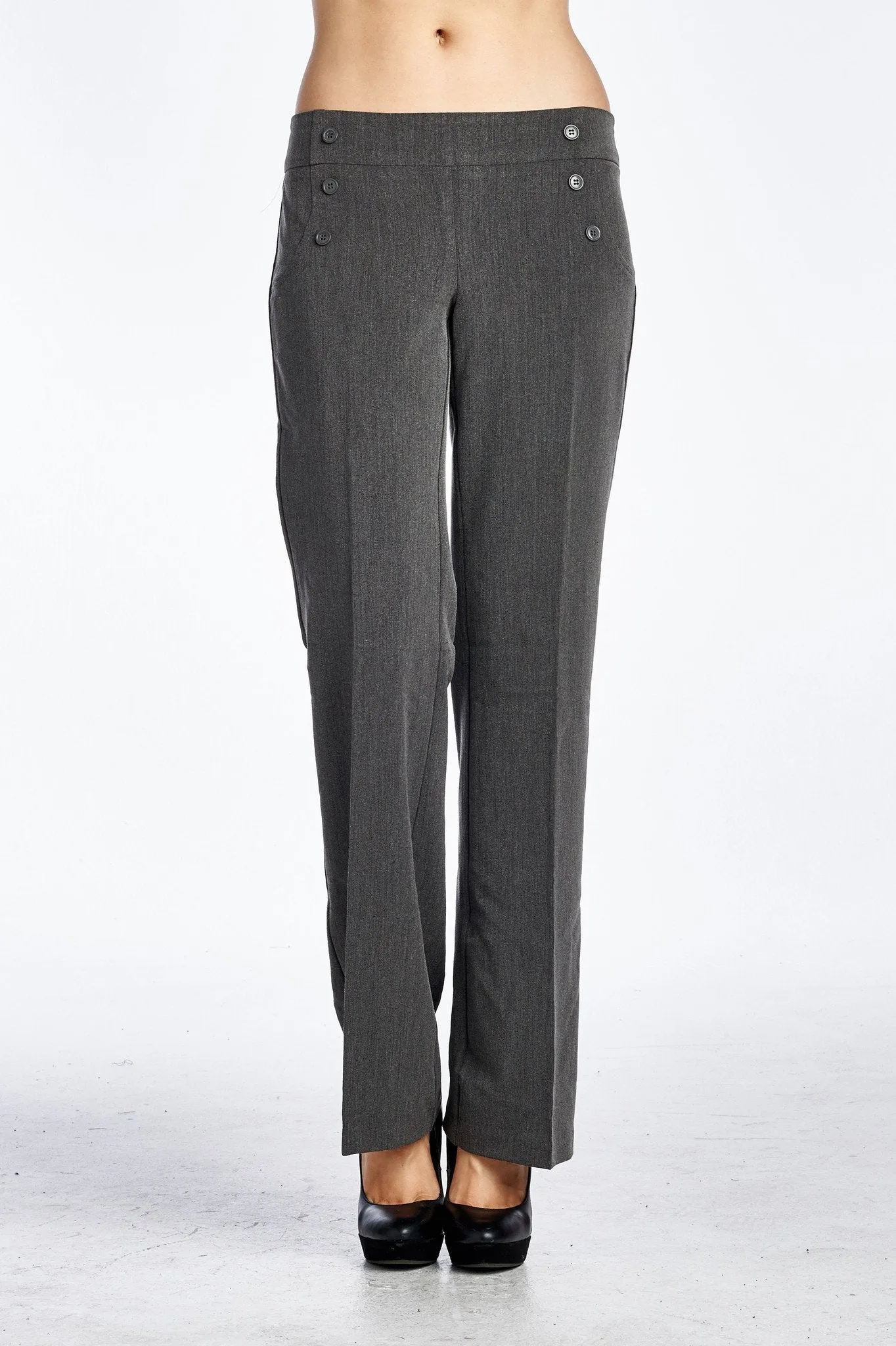 Women's Button Detail Stretch Pants