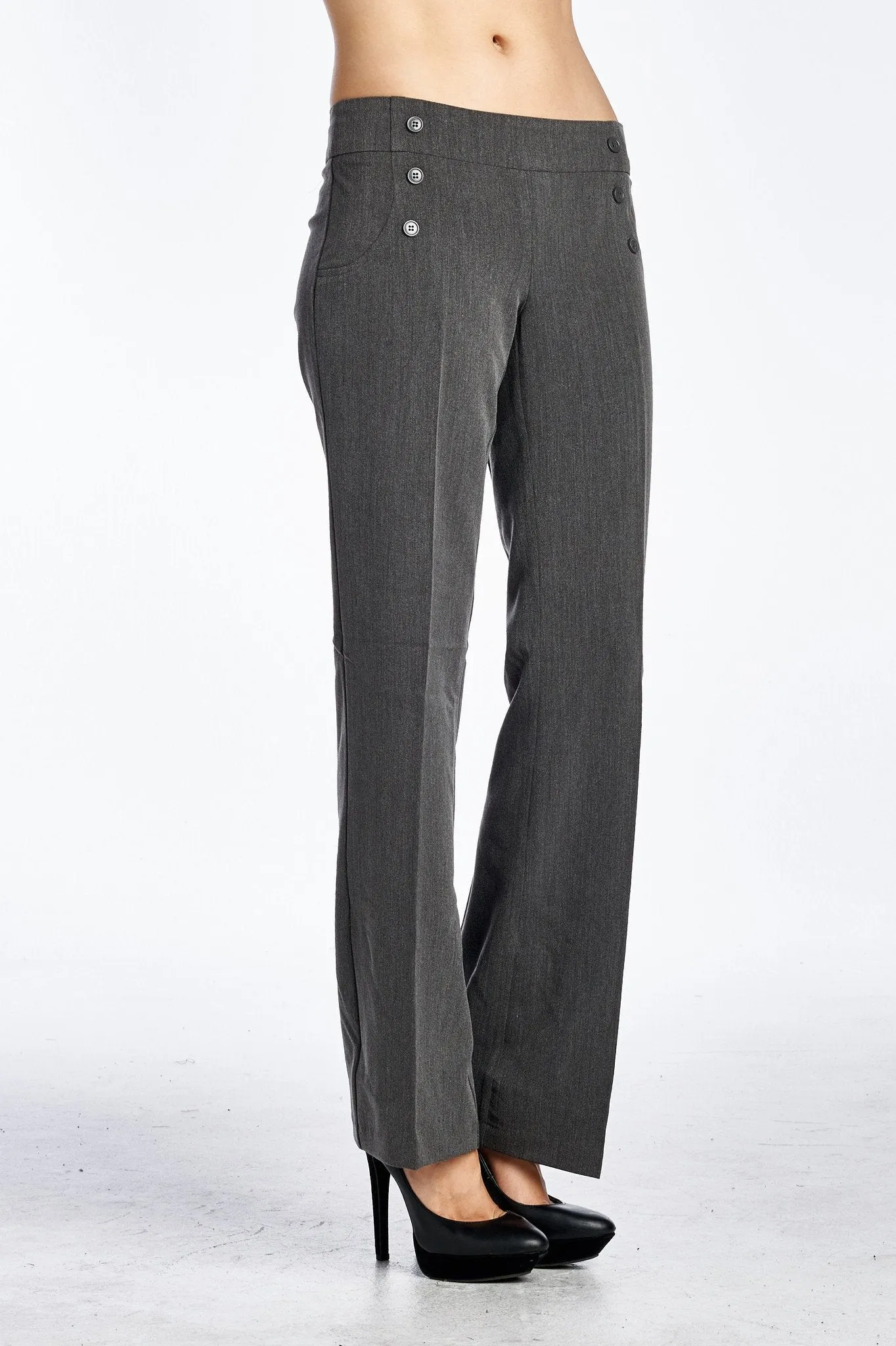 Women's Button Detail Stretch Pants